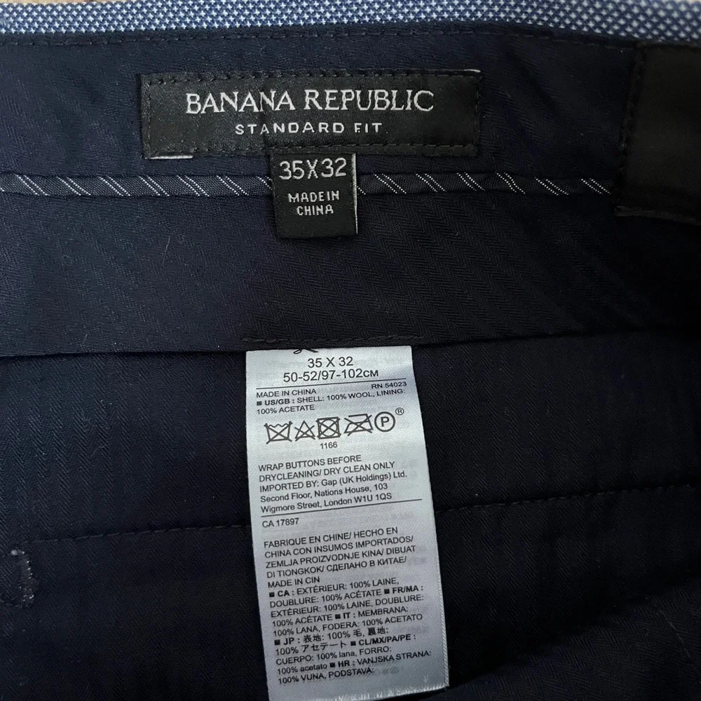 Banana Republic Marzotto 110 Wool Mens Blue Grey Micro Pattern Dress Pants Slack